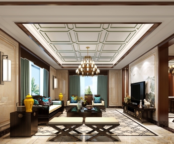 New Chinese Style A Living Room-ID:798704911