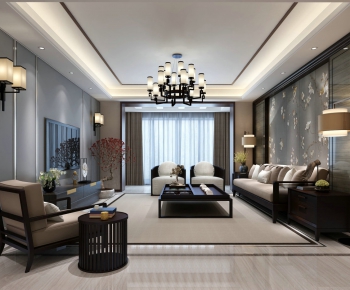 New Chinese Style A Living Room-ID:370452443