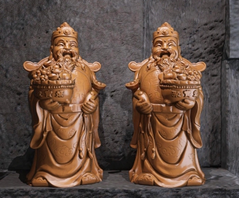 中式财神聚宝盆雕塑-ID:253458112