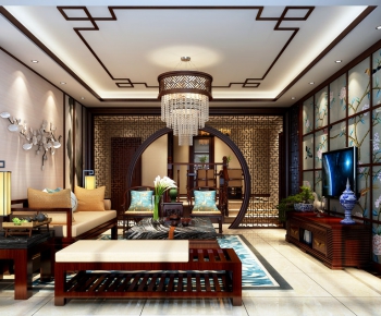 New Chinese Style A Living Room-ID:249093337