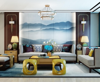 New Chinese Style Sofa Combination-ID:786354546