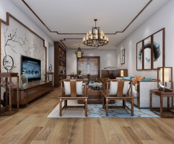 New Chinese Style A Living Room-ID:387804879