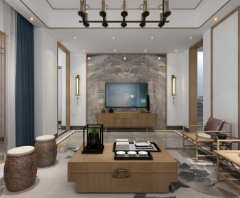 New Chinese Style A Living Room-ID:651469866