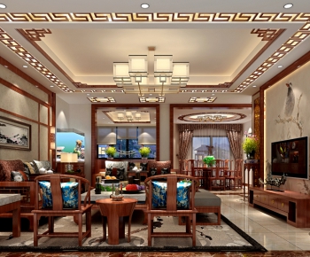 Chinese Style A Living Room-ID:547077381