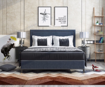 Nordic Style Double Bed-ID:758311677
