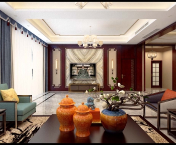 New Chinese Style A Living Room-ID:820346363