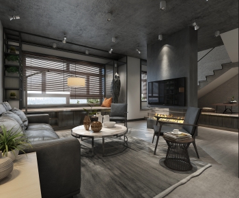 Industrial Style A Living Room-ID:741027357