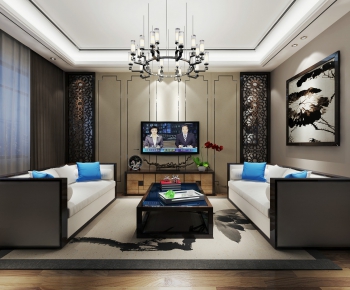 New Chinese Style A Living Room-ID:302874964