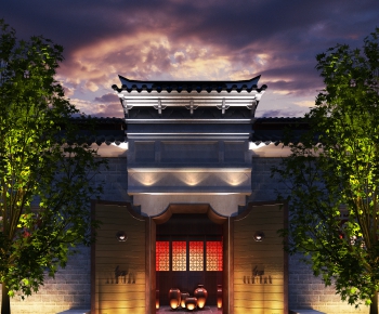 New Chinese Style Facade Element-ID:553190117