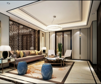 New Chinese Style A Living Room-ID:991291735