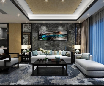 New Chinese Style A Living Room-ID:369580168