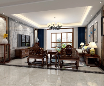 New Chinese Style A Living Room-ID:352406525