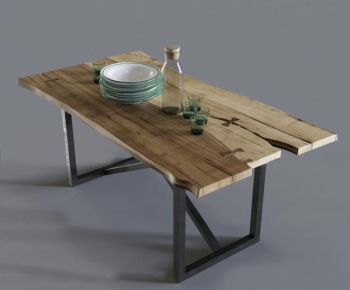 现代北欧原木餐桌-ID:143008755