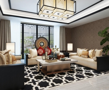 Modern New Chinese Style A Living Room-ID:872918297