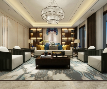 New Chinese Style A Living Room-ID:668457946