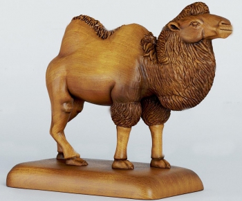 现代原木骆驼雕塑-ID:116555575
