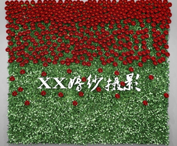 现代玫瑰植物墙-ID:177082773