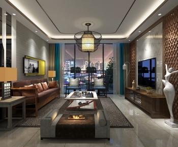 New Chinese Style A Living Room-ID:925218829
