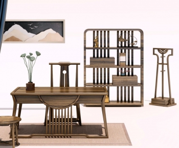 New Chinese Style Computer Desk And Chair-ID:355143979
