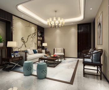 New Chinese Style A Living Room-ID:414611995