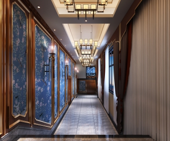 New Chinese Style Corridor Elevator Hall-ID:655592384