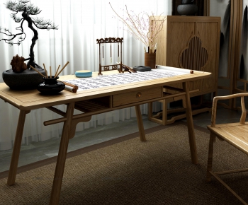 Chinese Style Computer Desk And Chair-ID:390278242