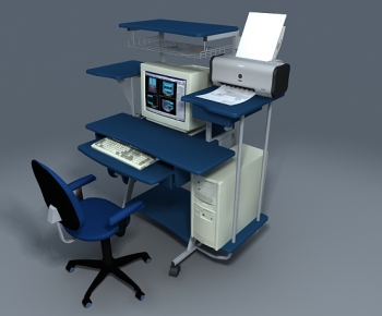 Modern Computer Desk And Chair-ID:979334789