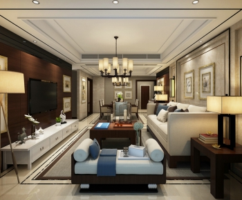 New Chinese Style A Living Room-ID:456077571