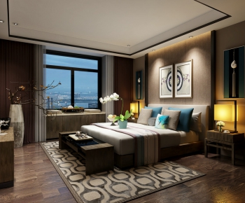 Modern New Chinese Style Bedroom-ID:387492635