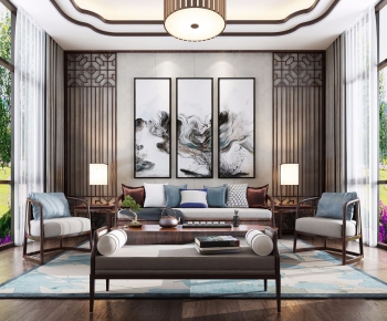 New Chinese Style Sofa Combination-ID:660713175