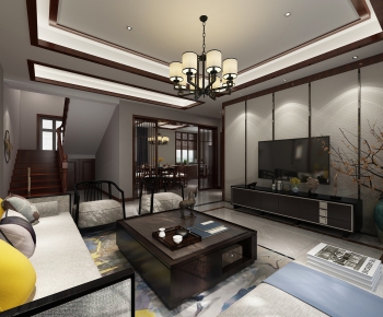 New Chinese Style A Living Room-ID:760543222