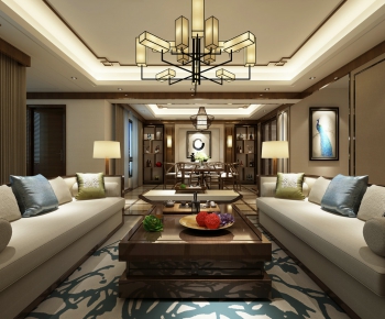 New Chinese Style A Living Room-ID:368389459