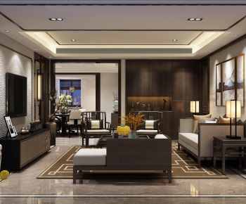New Chinese Style A Living Room-ID:634508781