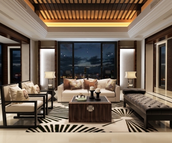 New Chinese Style A Living Room-ID:649558686
