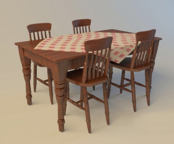 American Style Dining Table And Chairs-ID:385181954