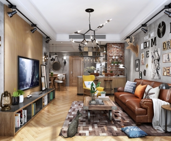 Industrial Style A Living Room-ID:201943693
