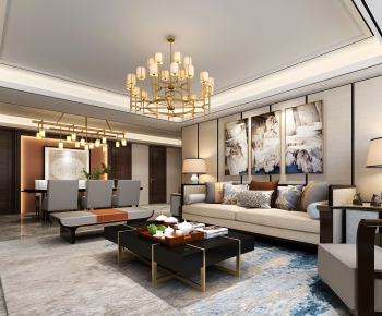 New Chinese Style A Living Room-ID:786871616