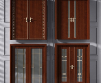 New Chinese Style Solid Wood Door-ID:923144881