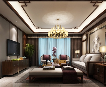 New Chinese Style A Living Room-ID:488819274