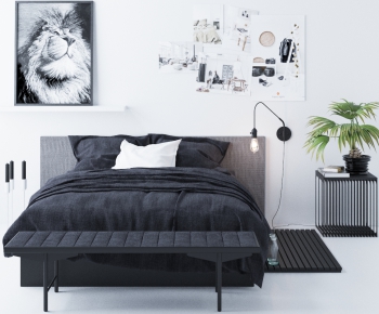 Modern Nordic Style Double Bed-ID:235652531