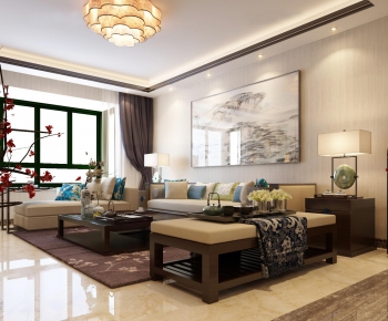 New Chinese Style A Living Room-ID:612603452