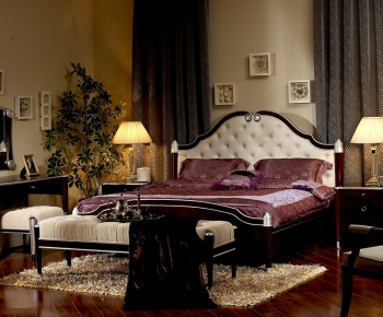 American Style New Classical Style Double Bed-ID:406999984