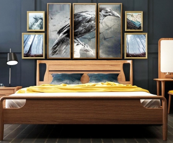 New Chinese Style Double Bed-ID:741766132