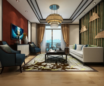New Chinese Style A Living Room-ID:154434954