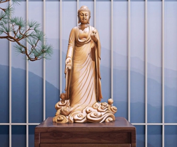 新中式拈花释迦摩尼佛像雕塑-ID:227895497