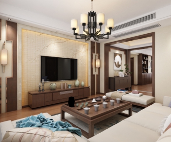 New Chinese Style A Living Room-ID:281941254
