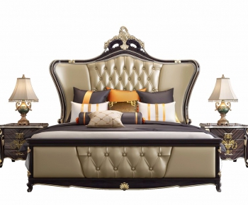 European Style Classical Style Double Bed-ID:791309859