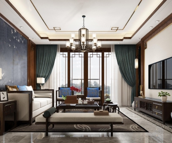 New Chinese Style A Living Room-ID:552776115