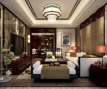 New Chinese Style A Living Room-ID:330584553