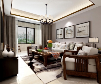 New Chinese Style A Living Room-ID:323660871